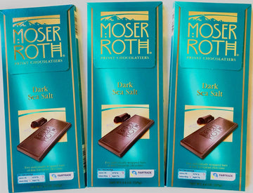 Moser Roth German Dark Chocolate/Sea Salt, Lot Of (3) Bars 4.4 Oz Each