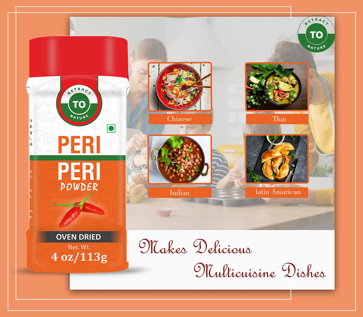 Peri Peri Powder (Birds Eye Chili) - 4 Oz/113 Gm, 100% Pure, Oven Dried, Spicy Chili Powder