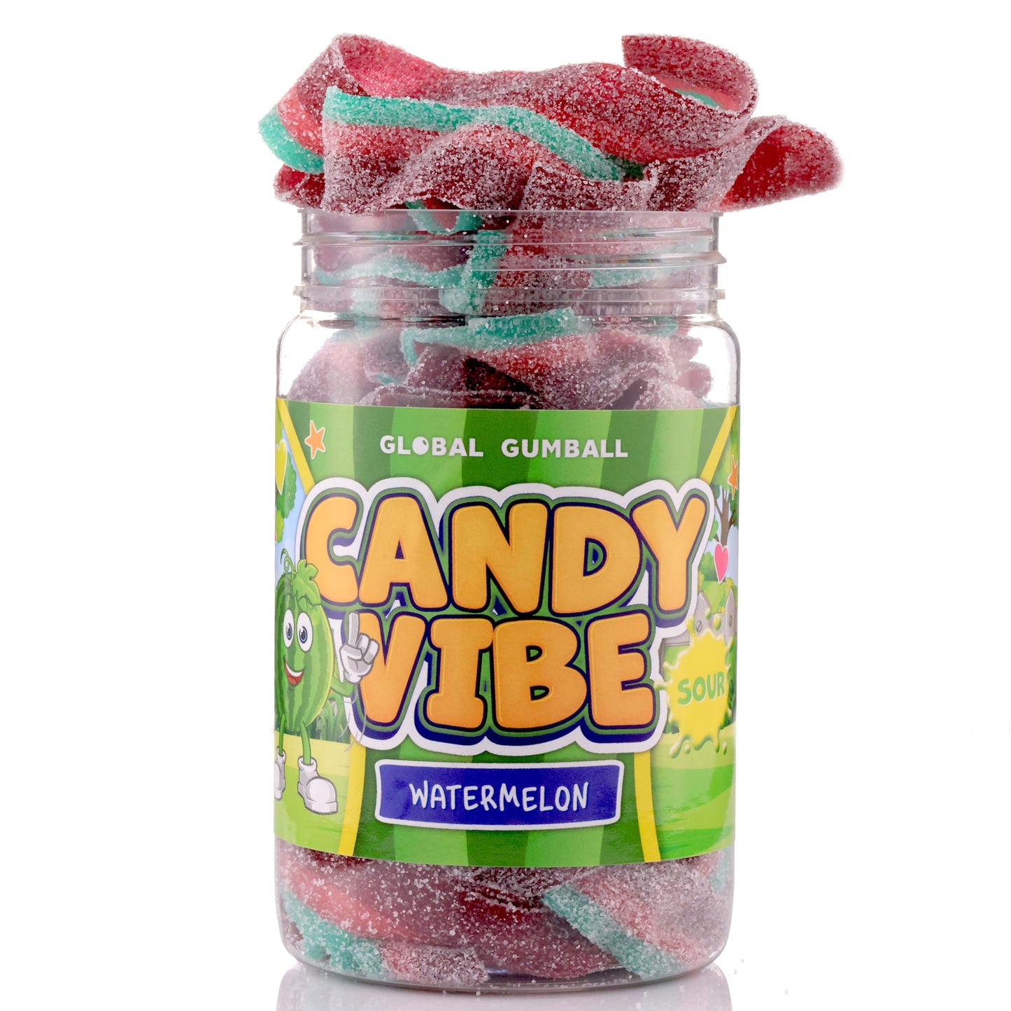 Sour Candy Belts - Sour Watermelon Chewy Candy - 0.55 Lb Jar Of Watermelon Sour Belts - Sour Layers Candy Ribbons - - Peanut Free - Great As Movie Theater Candy For Kids
