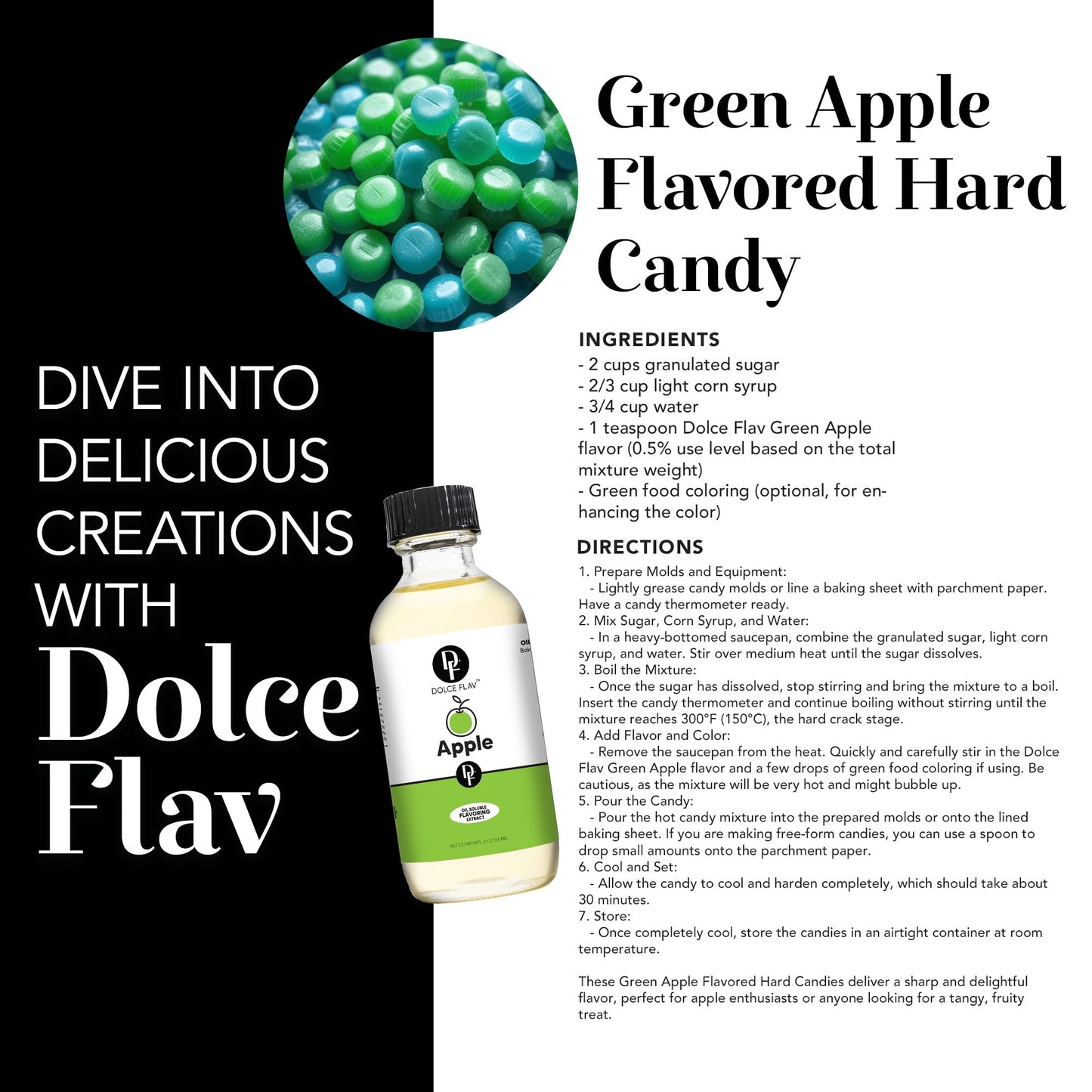 Dolce Flav Apple Extract - Oil-Soluble, Sugar-Free Flavoring for Baking & Desserts - 2 Oz.