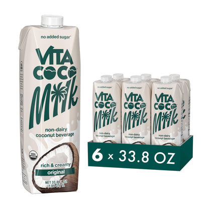 Vita Coco Original Organic Coconut Milk, Plant Based, Dairy Free Milk Alternative - Gluten Free, Soy Free, and Unsweetened, No A