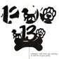1 Pcs 13Th Birthday Cake Topper Black Glitter Dog Paw Thirteen Years Old Birthday Puppy Dog Bone Cake Pick For Let'S Pawty Baby