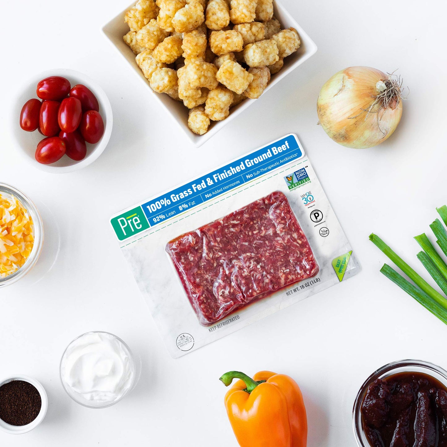 Pre, Ground Beef 92% Lean/8% Fat, Grass-Fed, Pasture-Raised, 1 lb