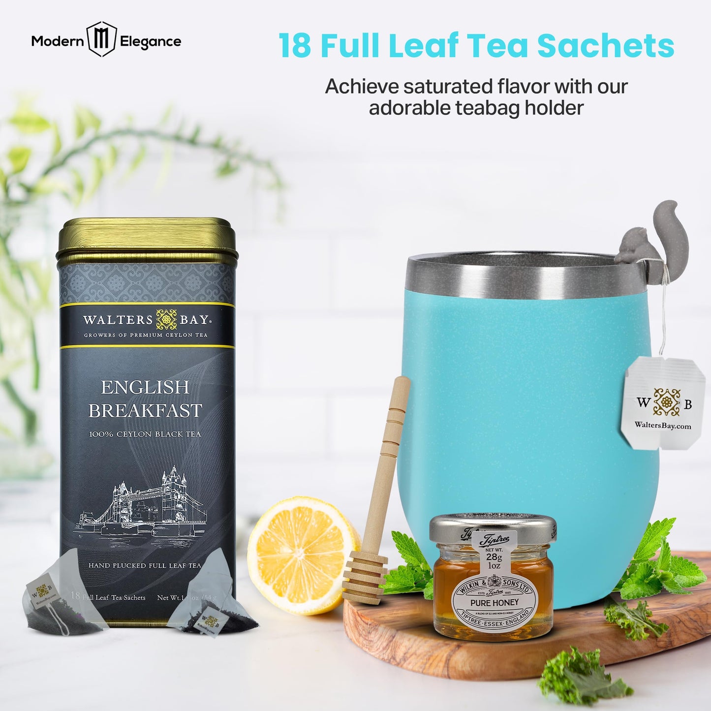 Mothers Day Gifts For Mom Tea Gift Set For Women - Get Well Basket With Cozy Socks, 18 Full Leaf Sachets, Honey, Tumbler & Sendi