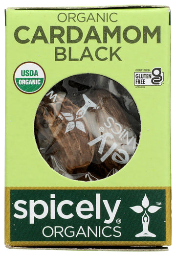 Spicely Organic Cardamom Pods Black Whole 0.20 Ounce Ecobox Certified Gluten Free