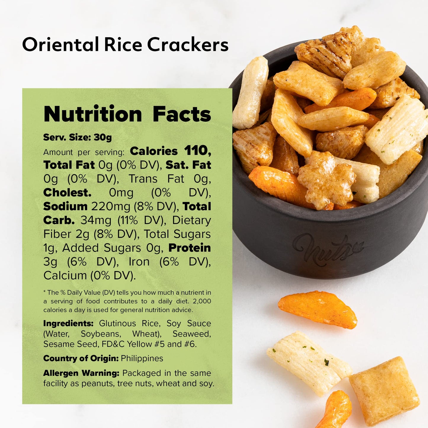 Nuts U.S. - Oriental Rice Crackers | No Artificial Colors | Non Gmo | Crunchy & Spicy | Natural | Packed In A Resealable Bag!!!