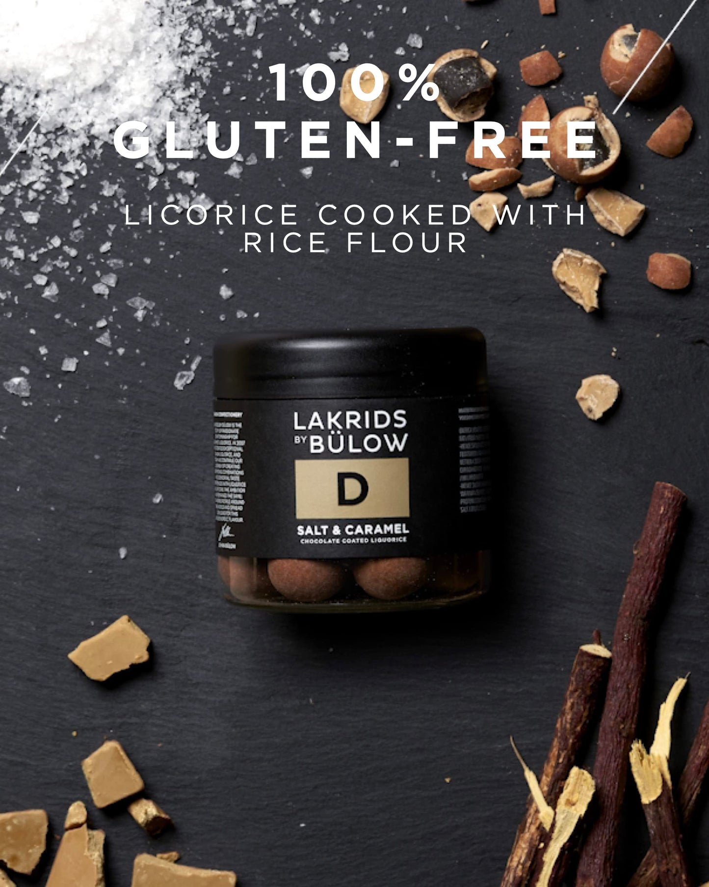 Lakrids By Blow - D - Salt & Caramel - 4.41 Oz - Chocolate Coated Gourmet Licorice - Authentic Scandinavian Candy Produced In De