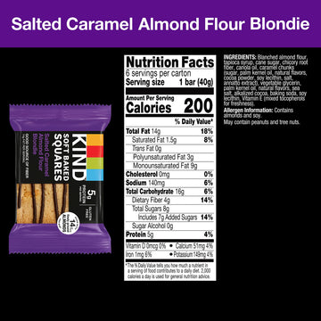 Kind Soft Baked Squares, Salted Caramel Almond Flour Blondie, 6 Count