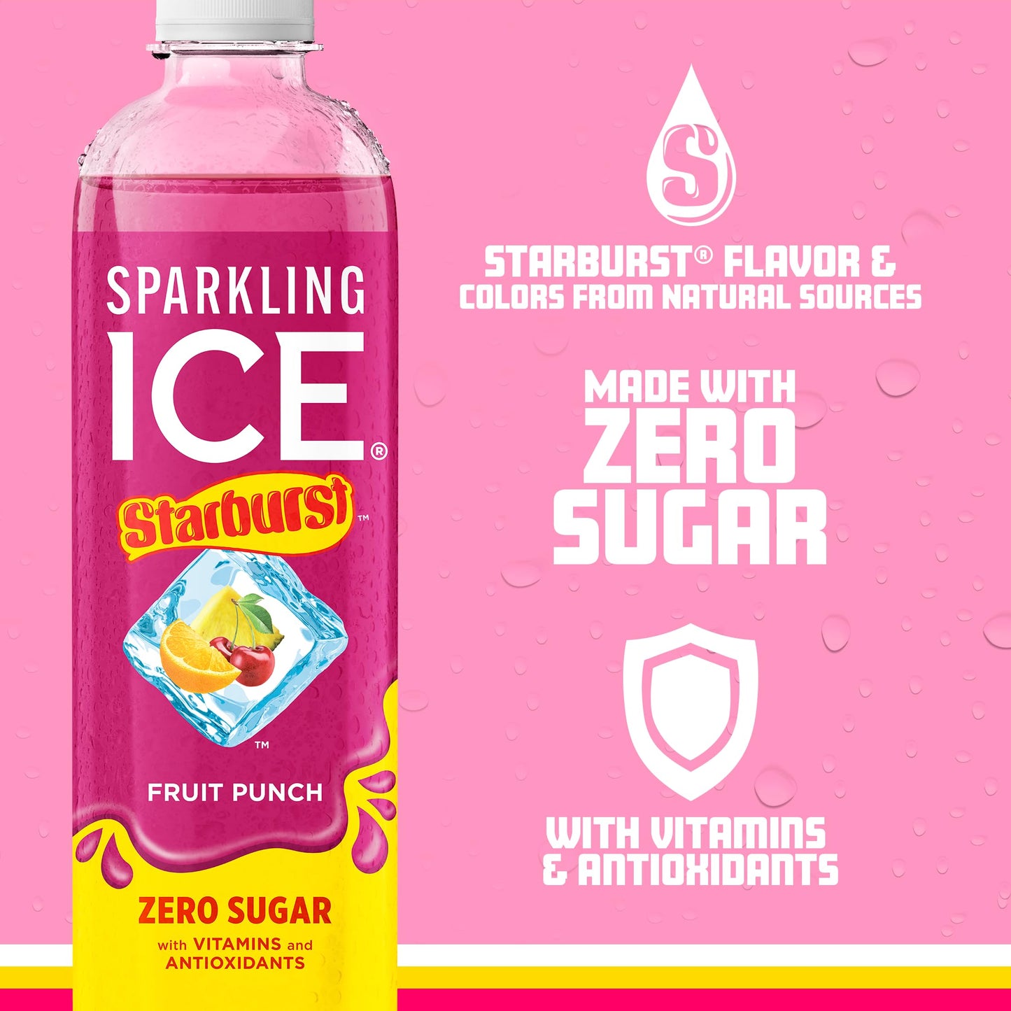 Sparkling Ice Starburst Fruit Punch, Zero Sugar Flavored Sparkling Water, With Vitamins And Antioxidants, Low Calorie Beverage,