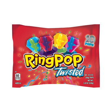 Ring Pop Individually Wrapped Bulk Lollipop Variety Pack - 10 Count Lollipop Suckers w/Assorted Twisted Flavors - Fun Candy for 