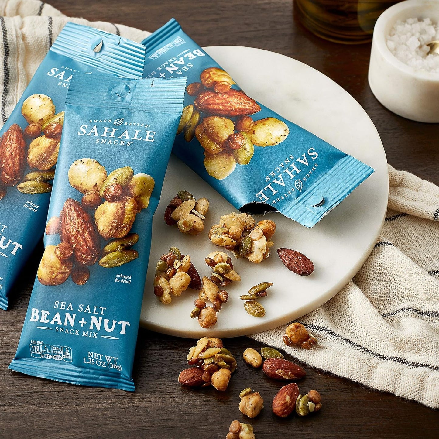 Sahale Snacks Sea Salt Bean + Nut Snack Mix, 1.25 Ounces (Pack Of 18)
