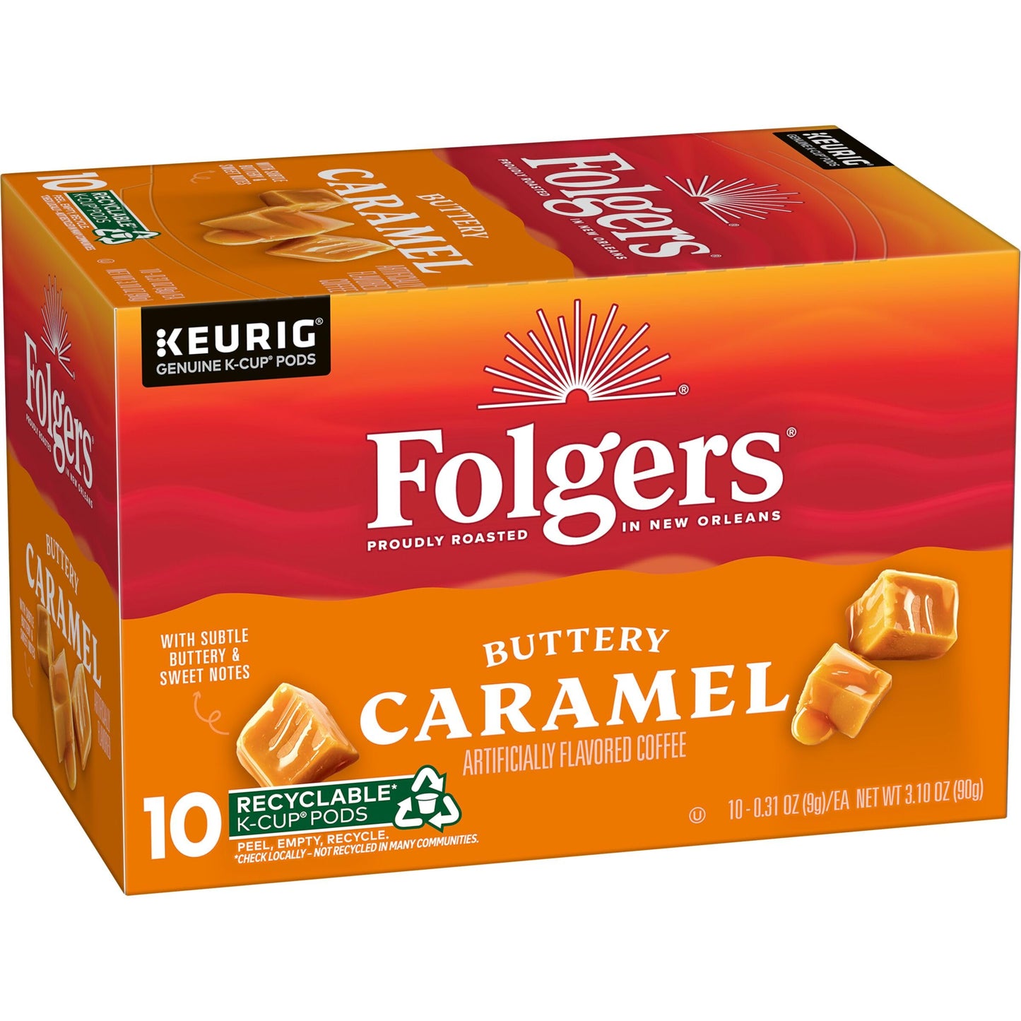 Folgers Buttery Caramel Artificially Flavored Coffee  Keurig K-Cup Pods  10 Count Box (Pack of 6)