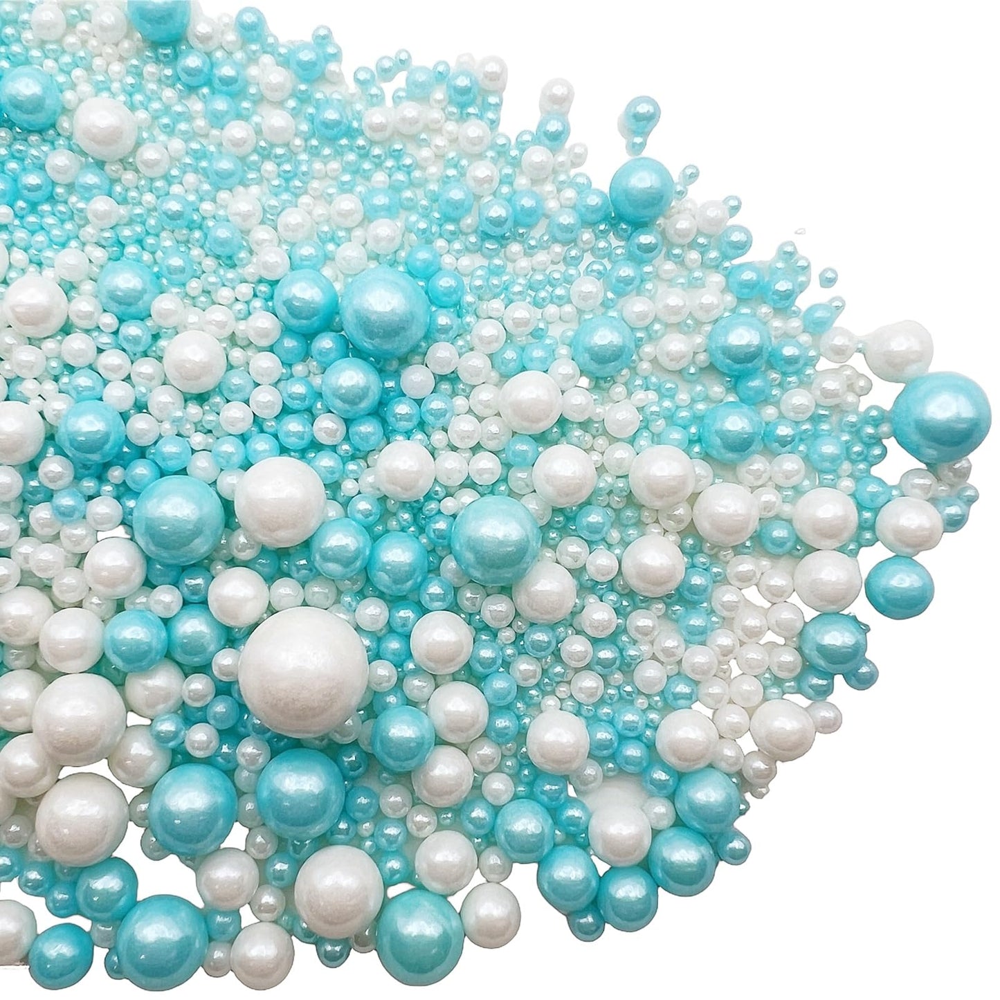 SE Si&Moos White and Light Blue Pearl Sprinkles for Cake Decorating Edible Cake Cookie Pearls Cupcake Decorations Baby Blue and White Sprinkles for Cake  Cupcake  Cookies Party Holiday Christmas Supplies 3.5 OZ