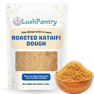 Lushpantry Roasted Kataifi Dough  (500G-17.6 Oz) Chopped For Dubai Chocolate  Kunafa & Baklava  Kataifi Shredded Fillo Dough