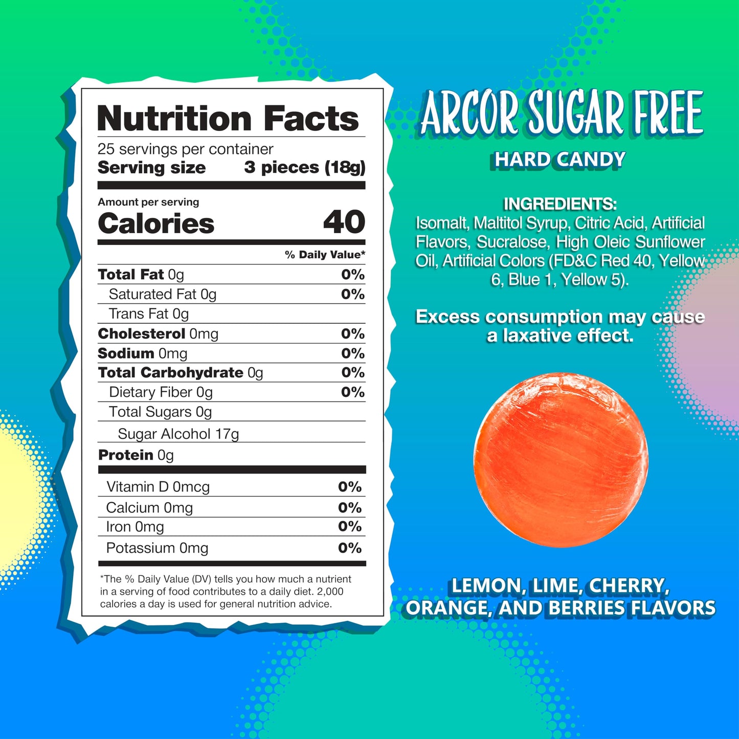 SUNNY ISLAND Sugar Free Hard Candy Mix - Assorted Fruit Flavors, 1-Pound Pack, About 75 Individually Wrapped Pieces