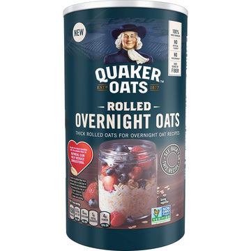 Quaker Rolled Overnight Oats, 19oz Canister, Convenient Breakfast Option, Pack of 1