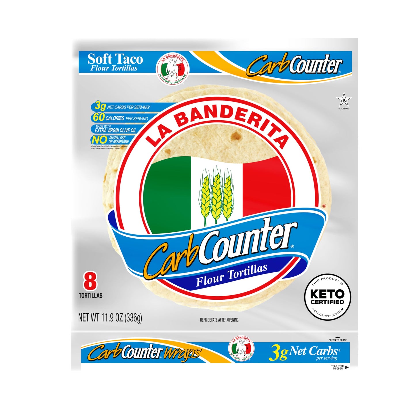 La Banderita Carb Counter Variety Pack | 4.5  & 8  Size Flour Tortillas |Carb Friendly |Keto Certified | 10.8 & 11.9 oz/e.| 14 &
