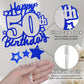 Happy 50Th Birthday Cake Topper, Blue And Silver Glitter Cake Toppers, 50 Year Birthday Party Cake Decoration