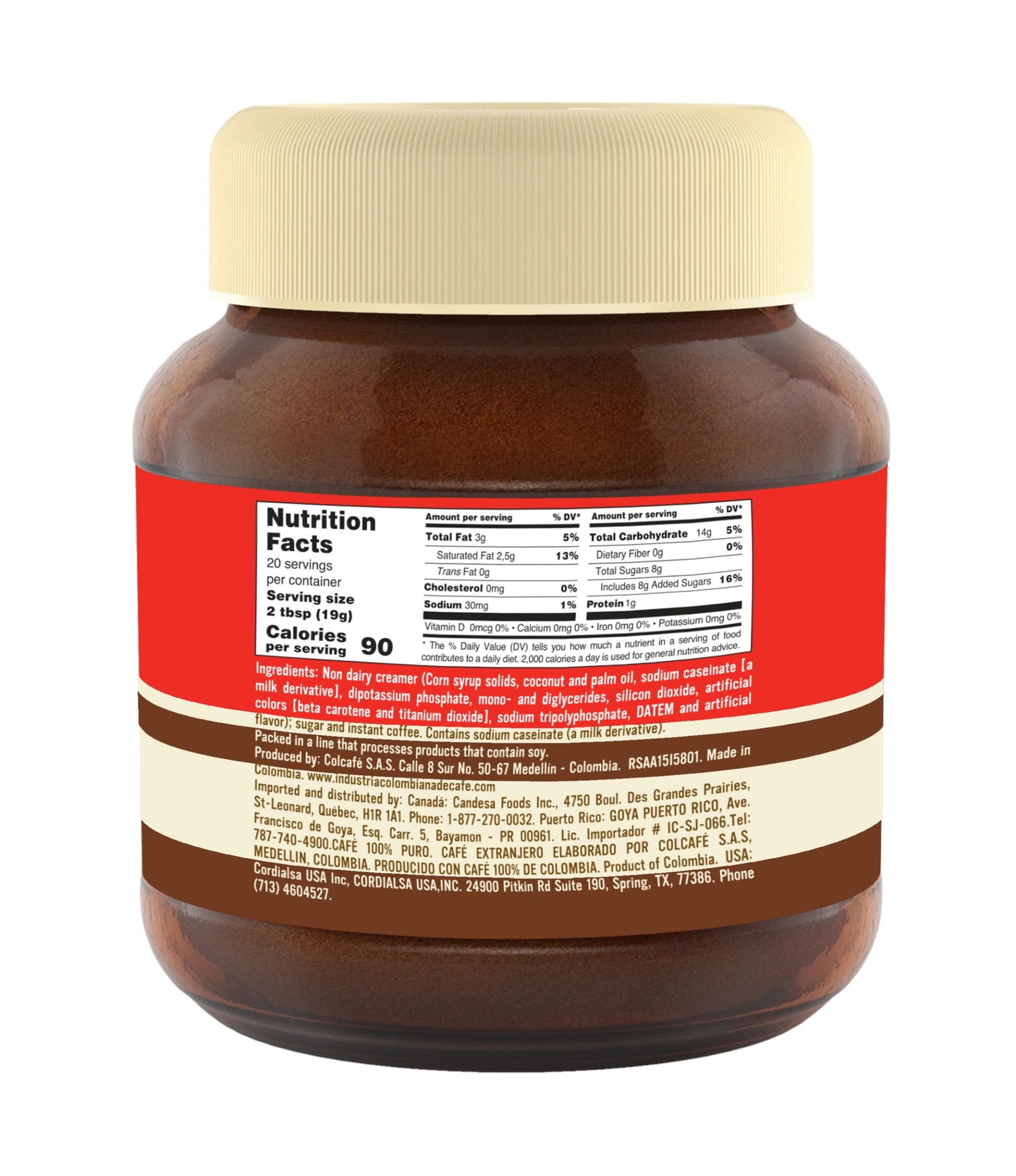 Colcafé 3-In-1 Coffee Mix Jar | Coffee, Cream & Sugar In A Delicious Cup | Cholesterol Free | 100% Colombian Coffee | 13.4 Ounce (Pack Of 1)