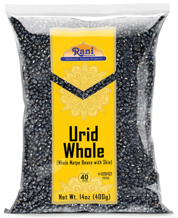 Rani Urid/Urad Whole Black (Matpe Beans with Skin) Indian Lentils 14oz (400g) ~ All Natural | Gluten Friendly | Non-GMO | Kosher