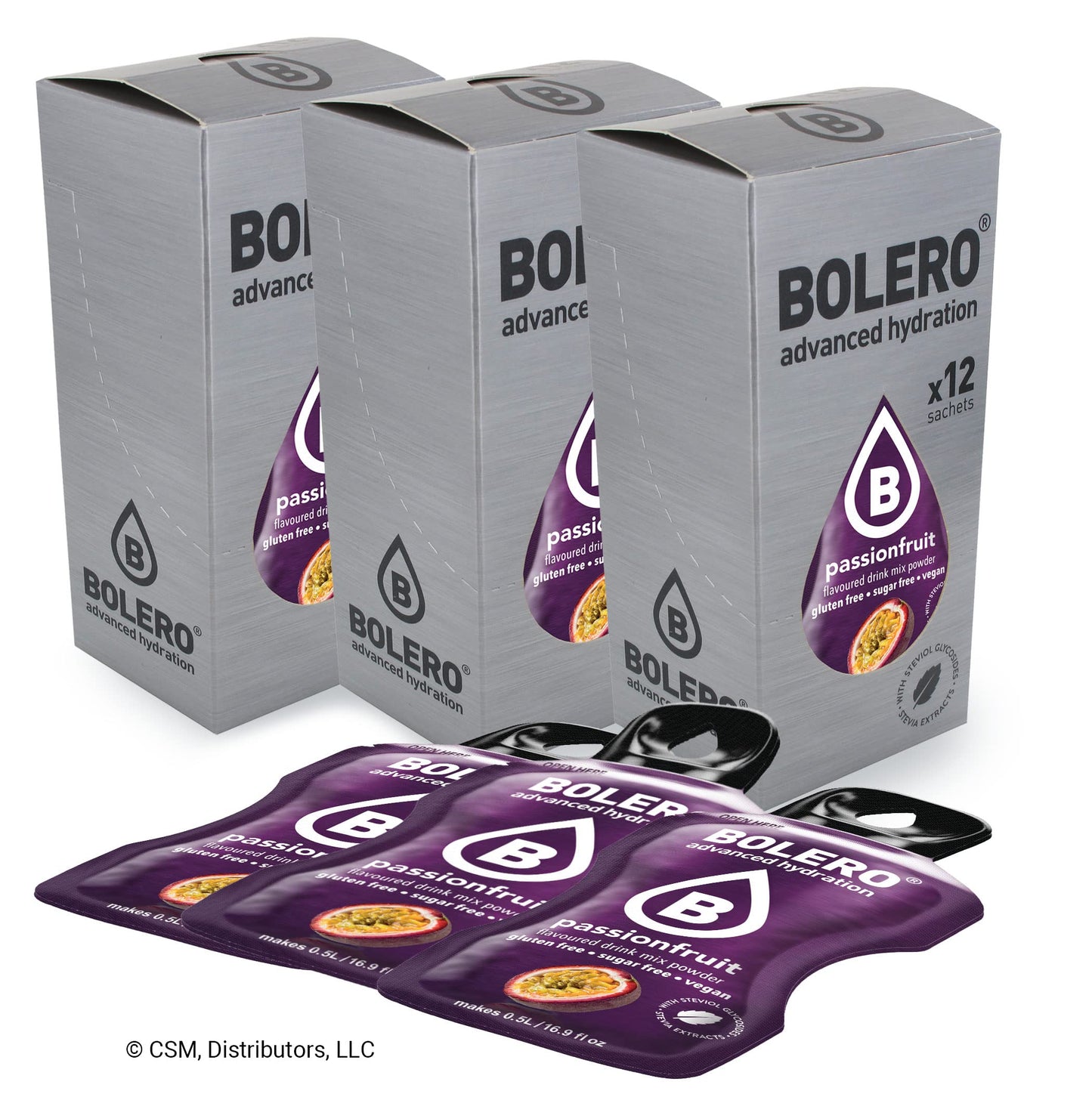 Bolero- Sugar Free Drink Mix Packets Passion Fruit Flavors | Powdered Flavored Water Packet | 36 Small Sachet On The Go Packets