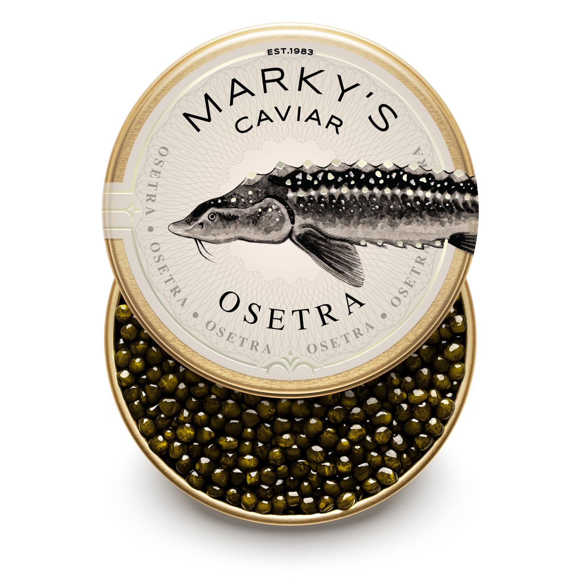 MARKYS Osetra Sturgeon Black Caviar - Malossol Ossetra Black Roe - 1.75 oz (50 g) - Guaranteed Overnight Shipping