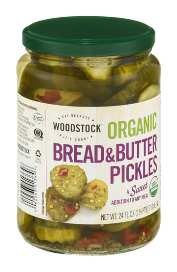 Woodstock Organic Pickles - Sweet Bread & Butter - Sliced - 24 Oz (Pack Of 1)