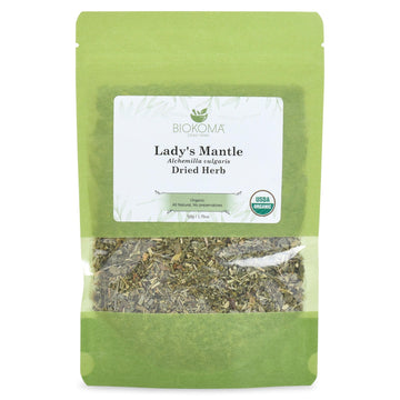 Biokoma Pure And Organic Lady'S Mantle Dried Herb 50G (1.76Oz) In Resealable Moisture Proof Pouch, Usda Certified Organic - Herbal Tea, No Additives, No Preservatives, No Gmo, Kosher