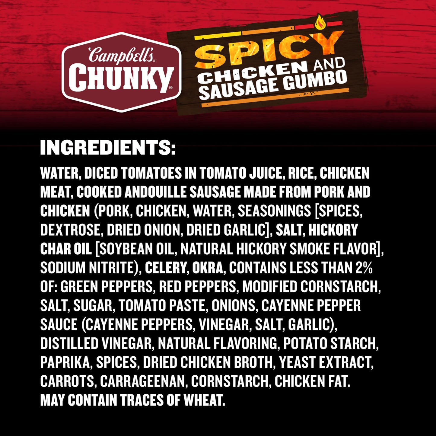 Campbell's Chunky Spicy Chicken & Sausage Gumbo Soup, 16.1 oz Can, Case of 8 - Hearty & Flavorful Meal Option