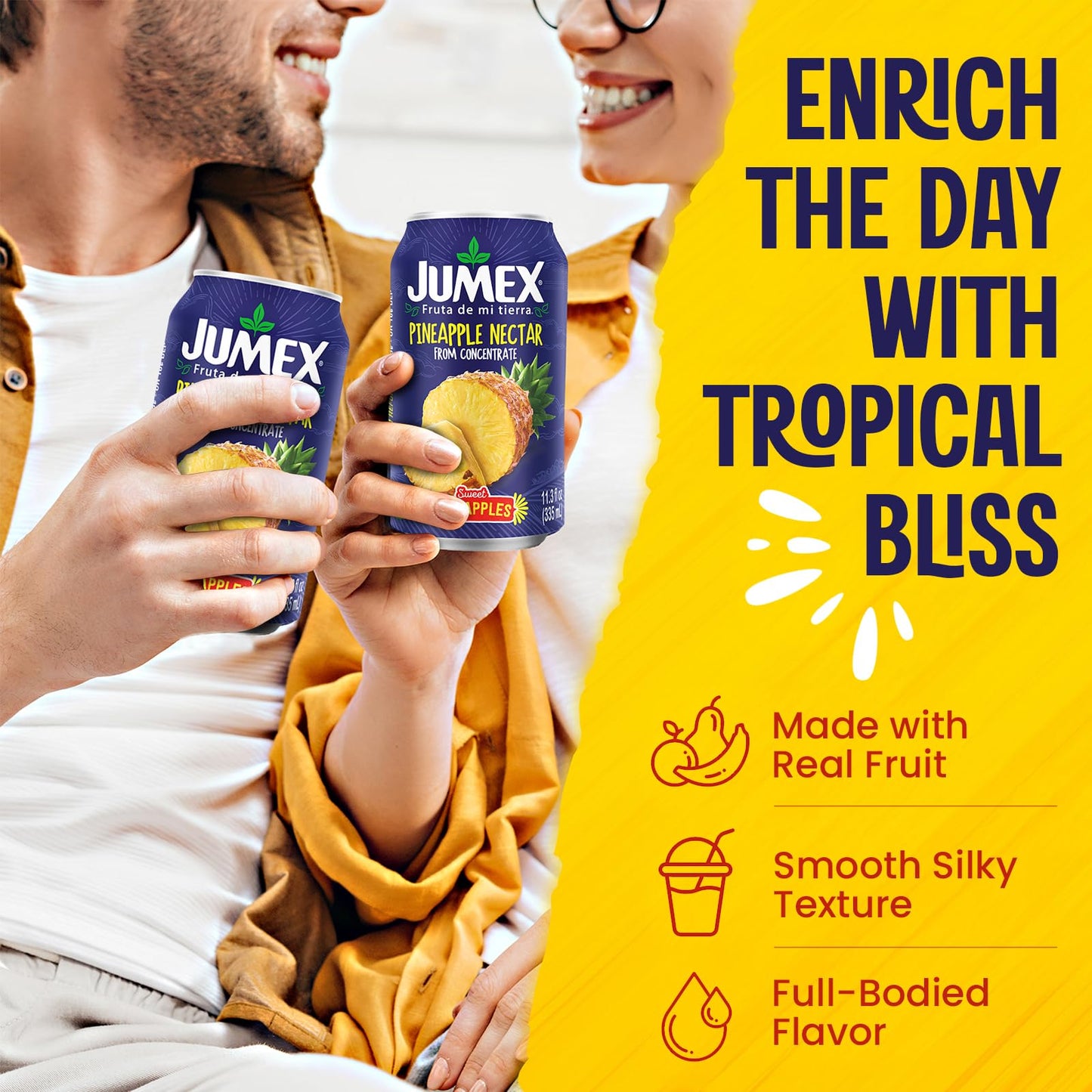 Jumex Pineapple Nectar - Recyclable Can, Non-BPA Lining, 11.3 Fl Oz, Pack of 24