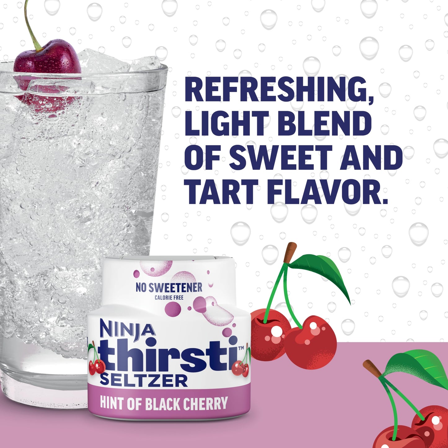 Ninja Thirsti Flavored Water Drops, Seltzer Black Cherry, Crisp And Refreshing Sparkling Water, Zero Calories, Zero Sugar, Zero