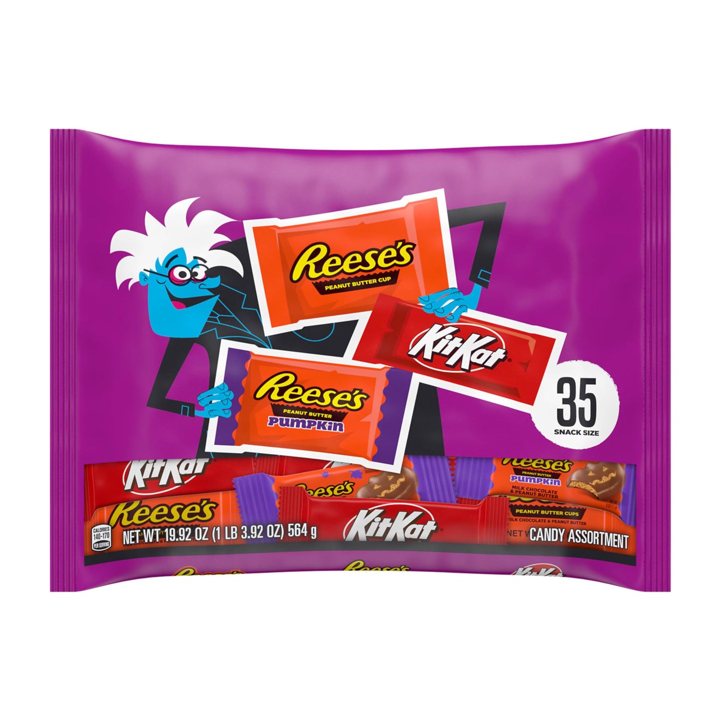 KIT KAT and REESES Assorted Milk Chocolate Snack Size  Halloween Candy Bag  19.92 oz (35 Pieces)