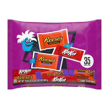 KIT KAT and REESES Assorted Milk Chocolate Snack Size  Halloween Candy Bag  19.92 oz (35 Pieces)