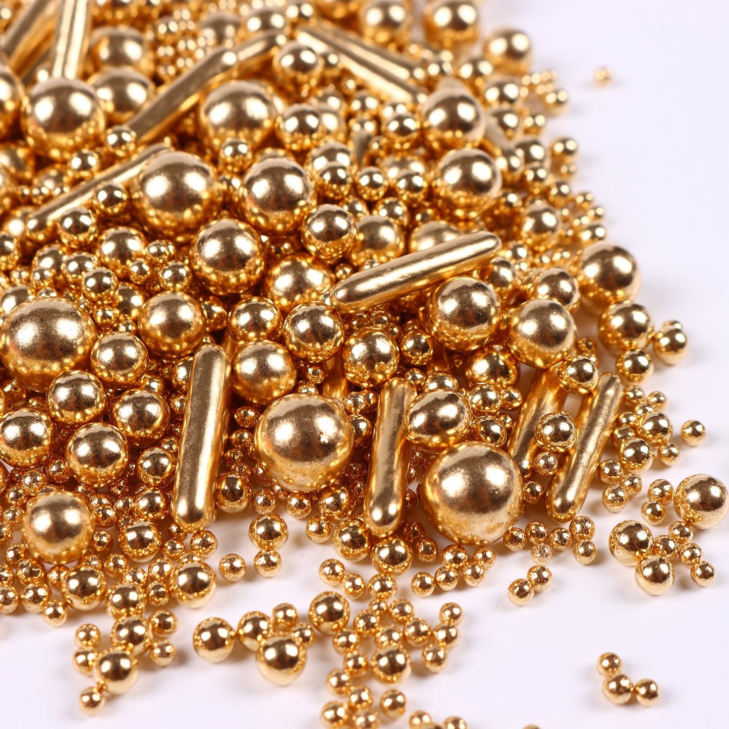Gold Pearl Sprinkles For Cake Decorating, Gold Pearl Metallic Rod Mix, 4.23 Oz Gold Sprinkles For Cupcakes, Ice Cream, Cookies,