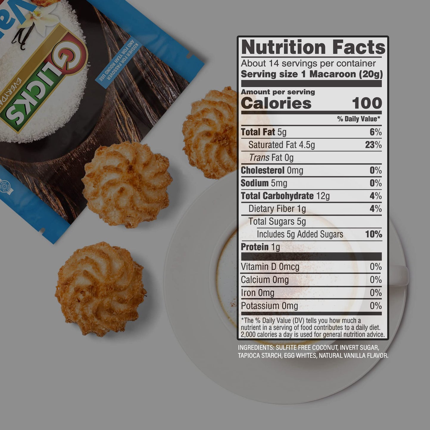 Glicks Gluten Free Vanilla Flavored Coconut Macaroons 10 oz (2-pack) Grain Free, Dairy Free, Soy Free, Kosher for Passover