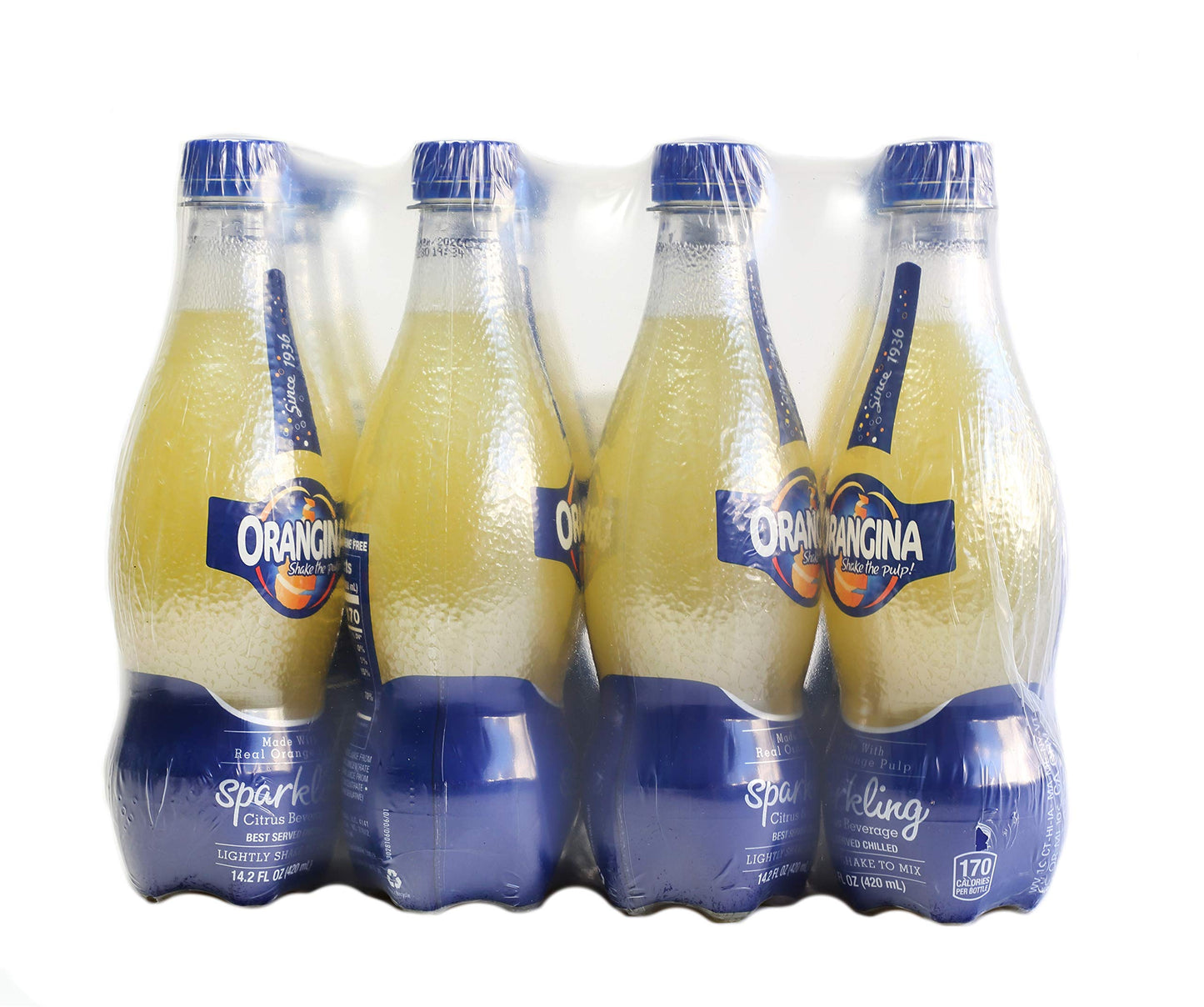 Orangina Citrus Sparkling Juice Beverage - Original French Recipe - Pack of 12 - 14.2 Fl Oz Bottles
