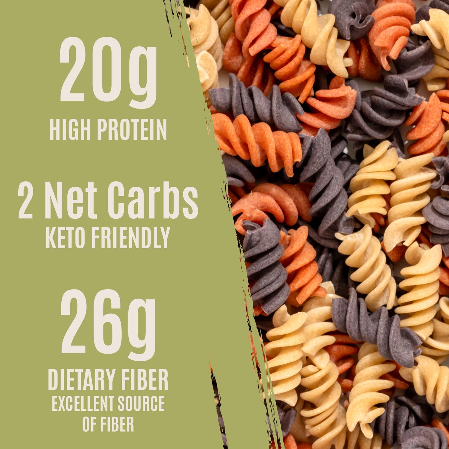 Care Free Kitchen Rotini Keto Pasta Noodles Variety 3-Pack (8 Oz. Bags) Plain, Sundried Tomato, Roasted Garlic, 20G High Protein