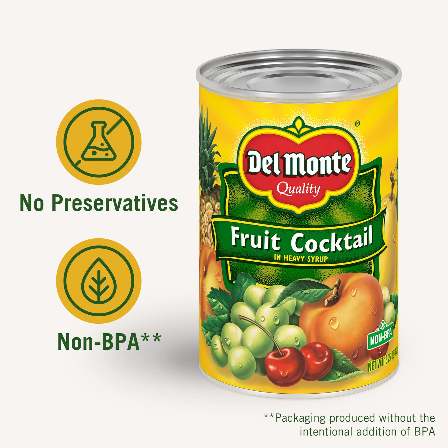 Del Monte Fruit Cocktail in Heavy Syrup, 15.25 oz Can, 12 Pack, Model 51066