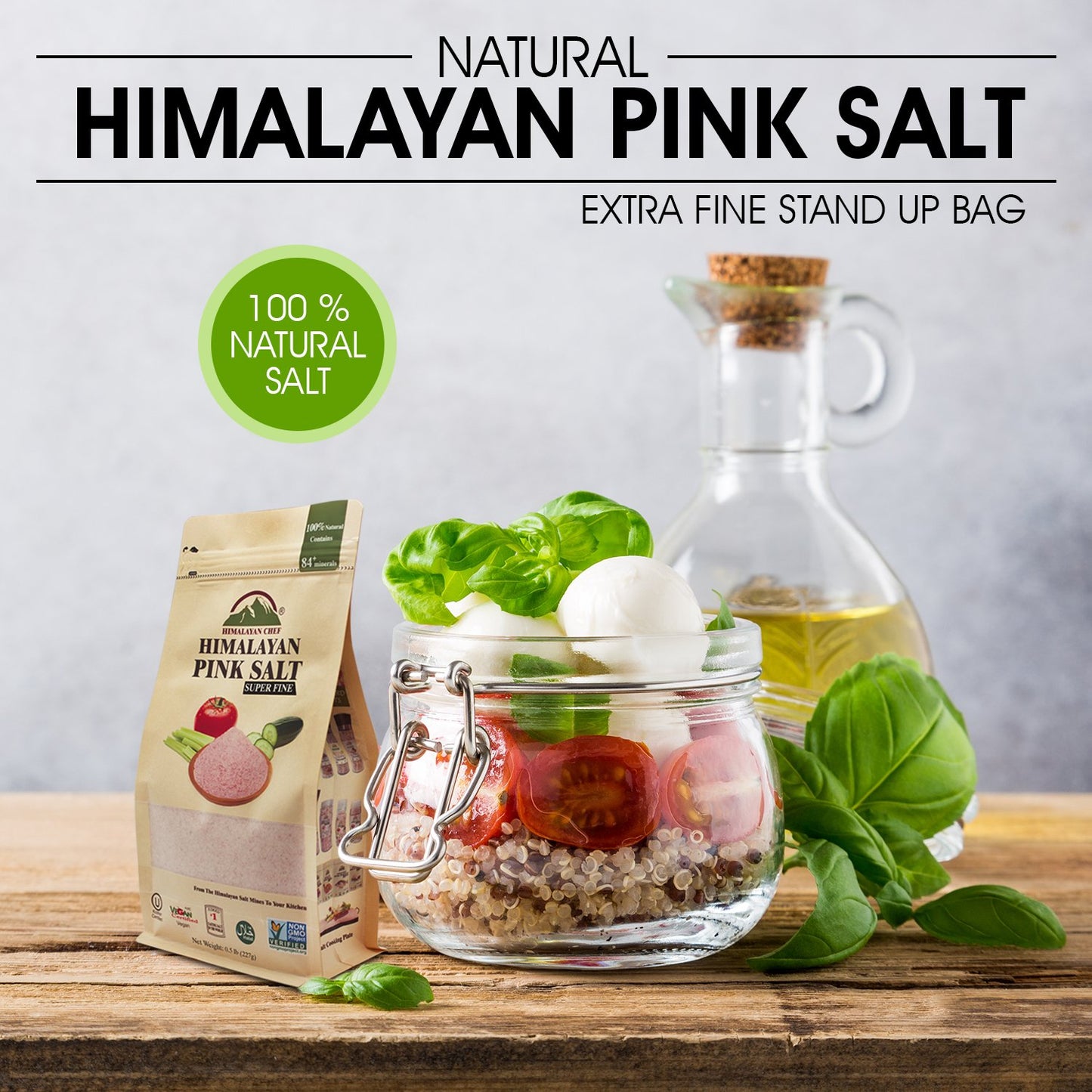 Himalayan Chef Himalayan Pink Salt, Fine Grain, 8 oz, Pure Natural, Ideal for Cooking and Baking, Pink