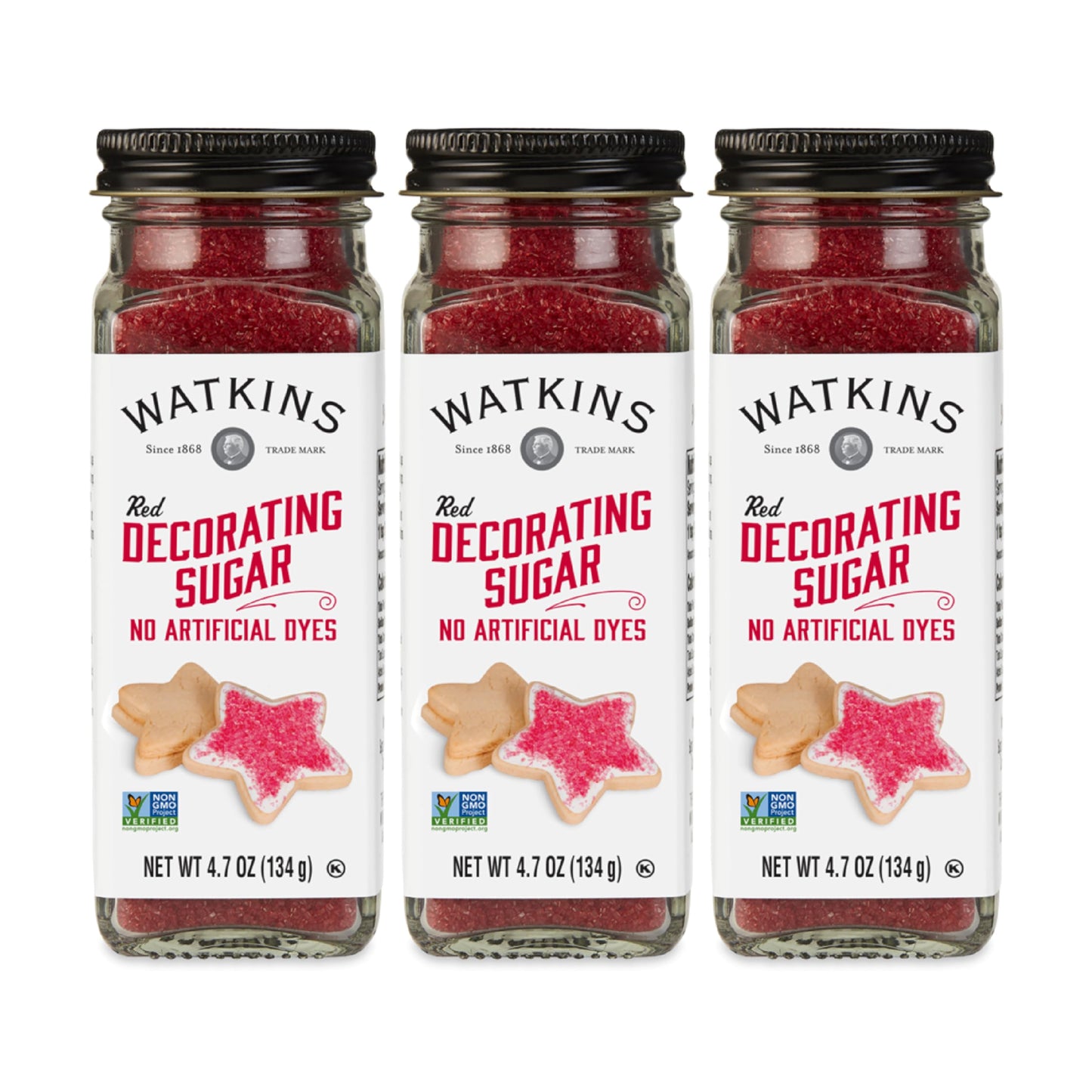 Watkins Red Decorating Sugar, 4.7 Ounce Jar, 3-Pack