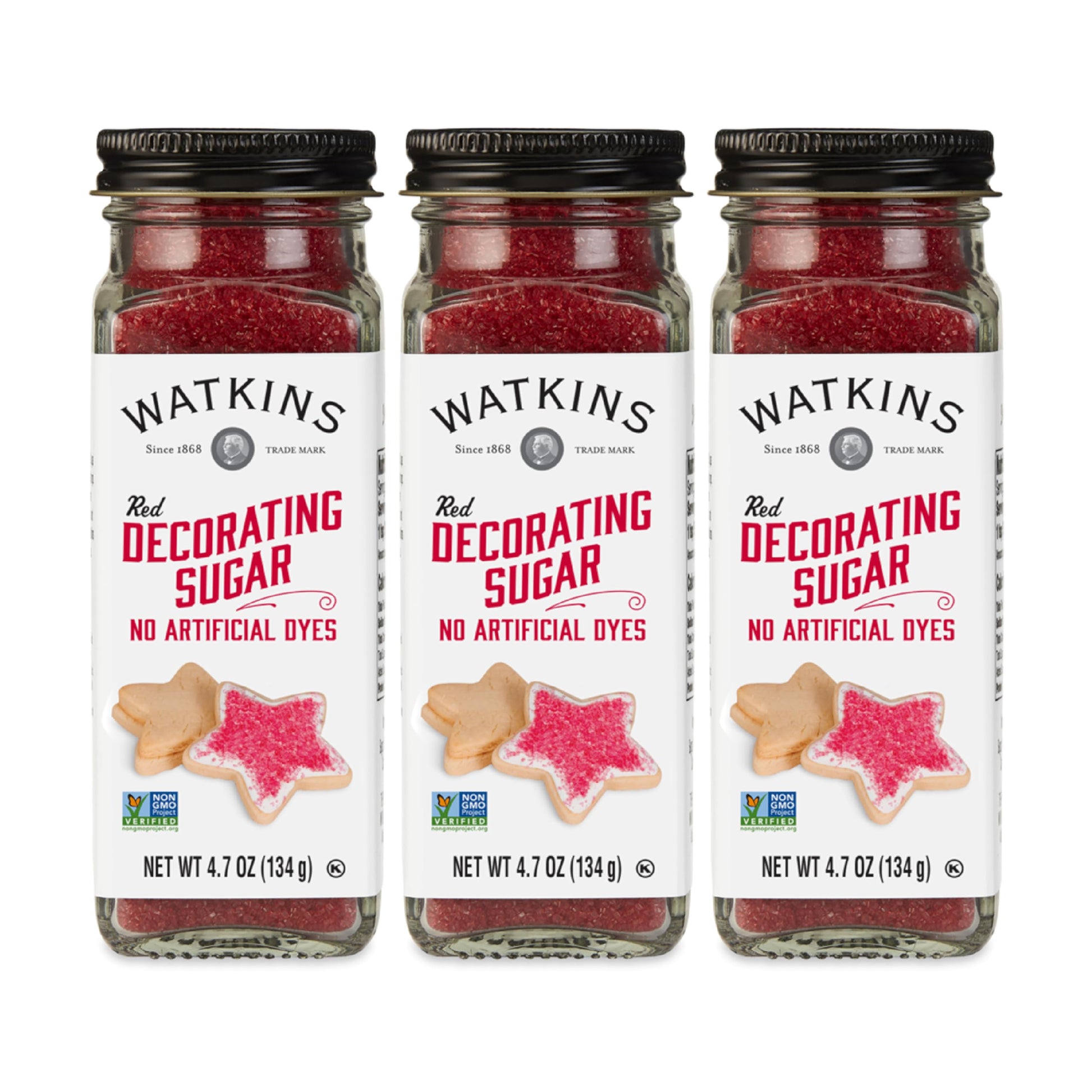 Watkins Red Decorating Sugar, 4.7 Ounce Jar, 3-Pack