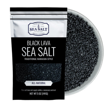 Hawaiian-Style Black Lava Sea Salt for Cooking & Finishing  Black Sea Salt with Activated Charcoal  5 oz Bag