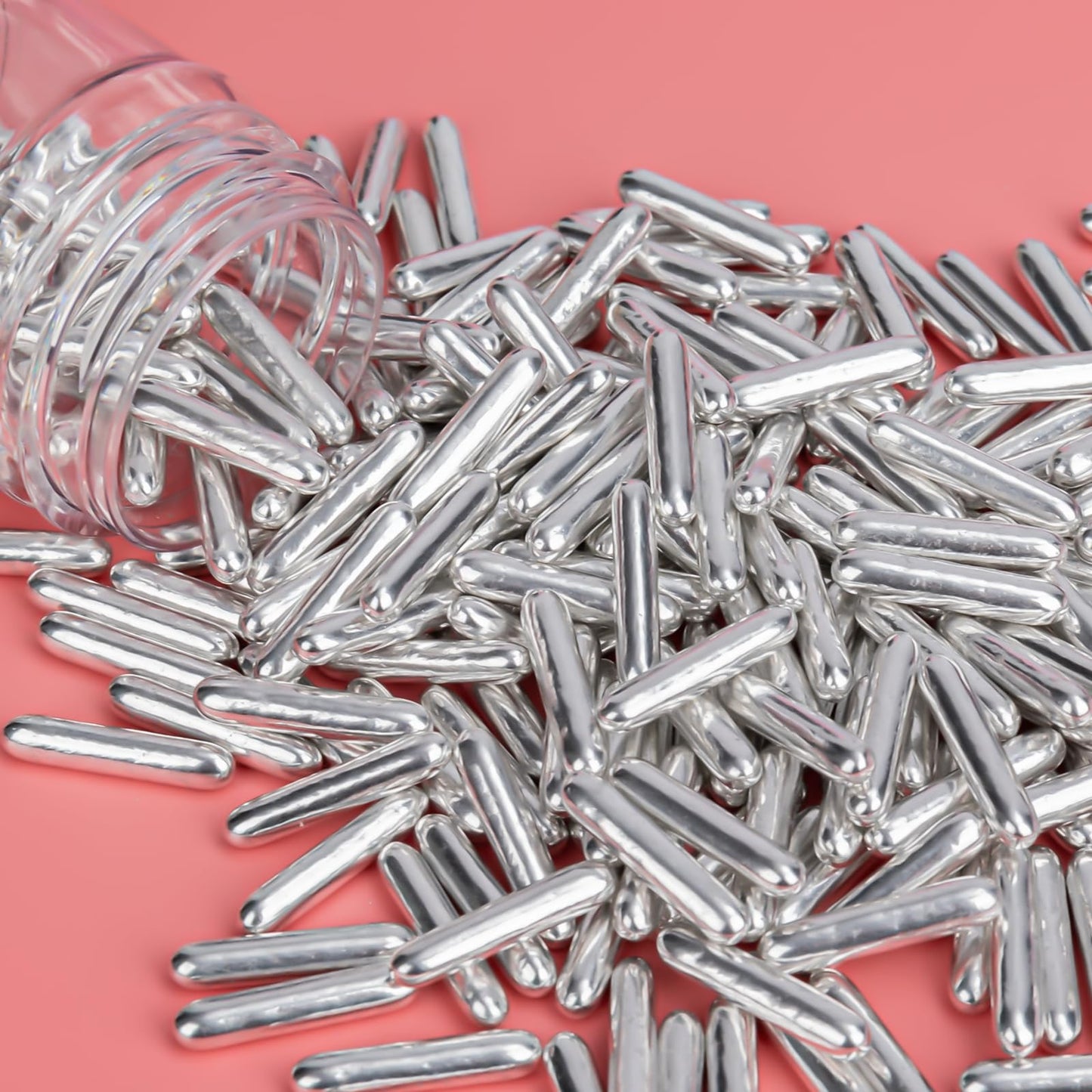 Twisweet Silver Rods Sprinkles, Edible Sugar Sprinkles for Cake Decorating, Candy Rods for Baking Cake Topper Ice Cream Cupcake