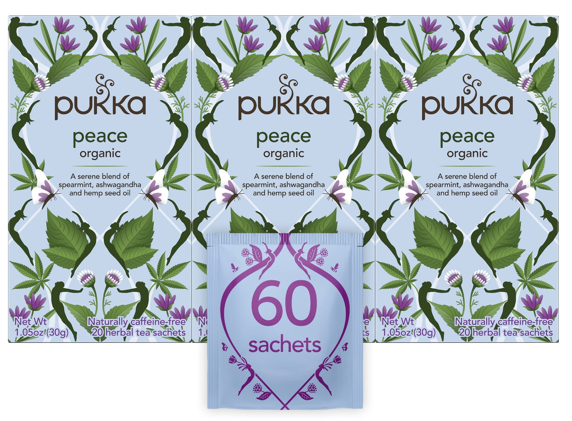 Pukka Organic Herbal Tea Bags, Spearmint & Ashwagandha, 20 Count (Pack of 3)