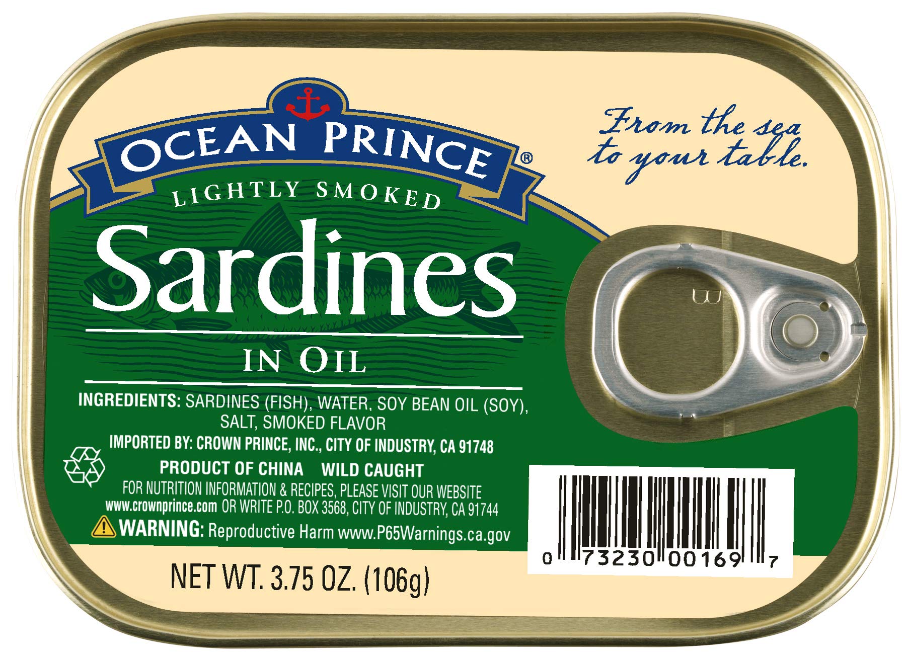Ocean Prince Sardines in Oil, 3.75 Ounce Cans (Pack of 12)