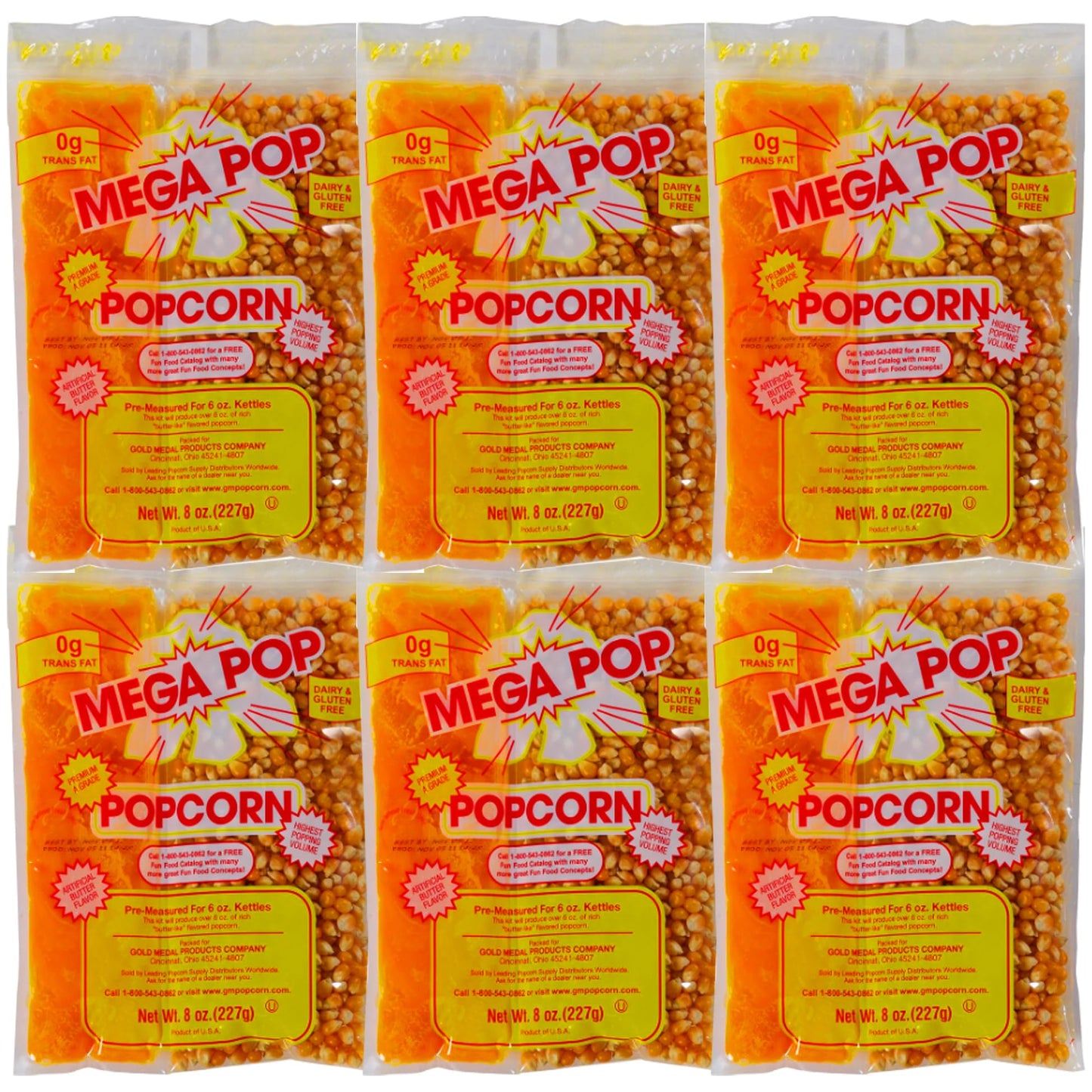 Generic Mega-pop Popcorn Oil and Salt Kit, 8 Oz (Pack of 6), Coconut Oil Flavored, Butter Corn/Oil/Salt
