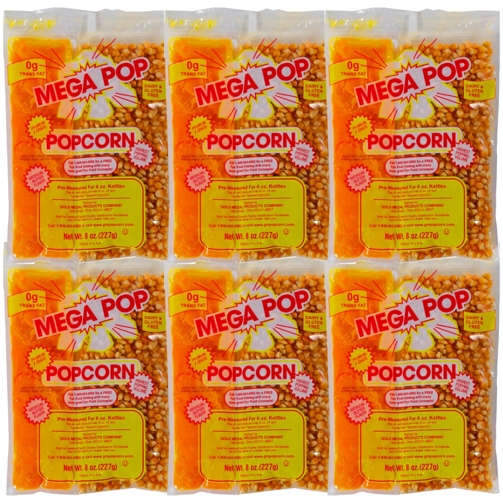 Generic Mega-pop Popcorn Oil and Salt Kit, 8 Oz (Pack of 6), Coconut Oil Flavored, Butter Corn/Oil/Salt