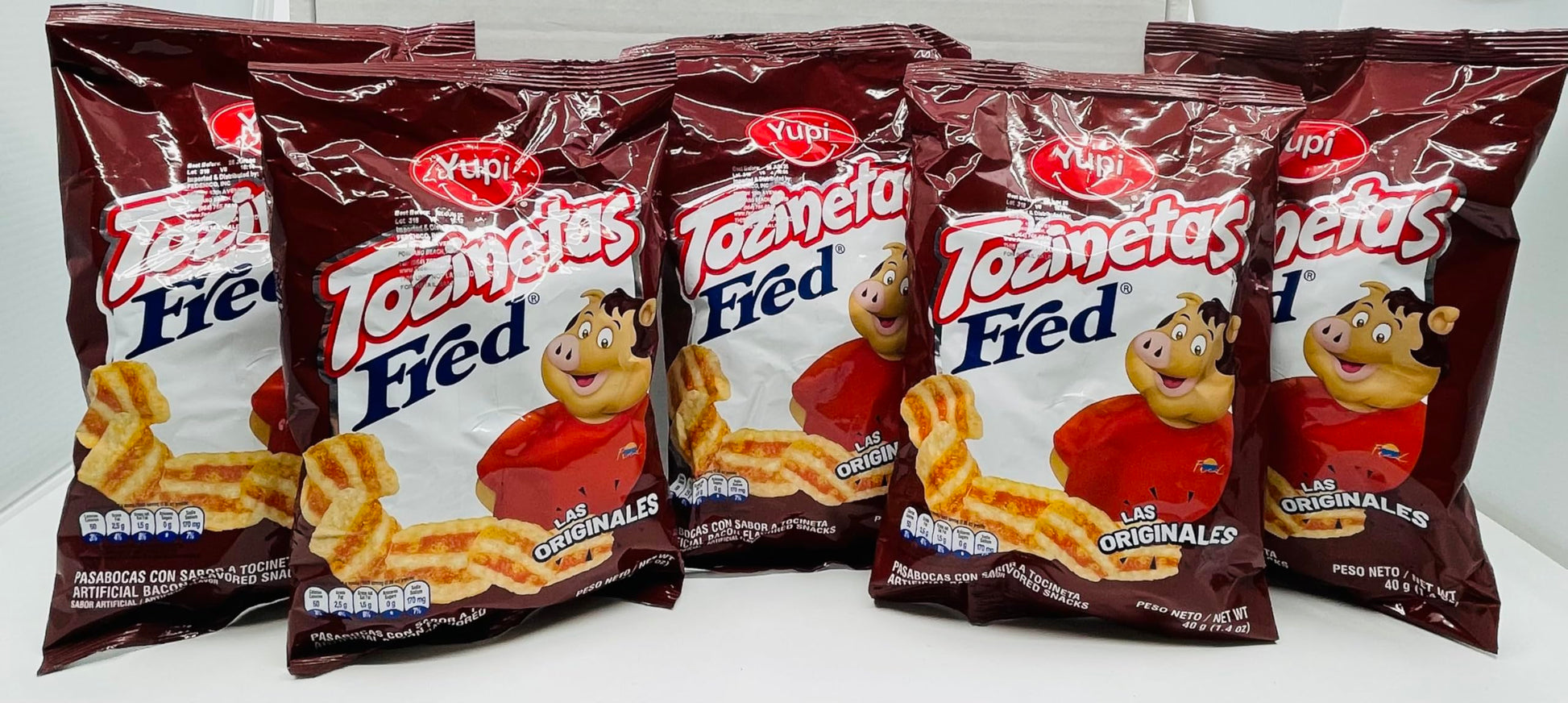 Tozinetas Fred Original Bacon Flavored Snacks, 1.4 oz (40 gr) - Pack of 5