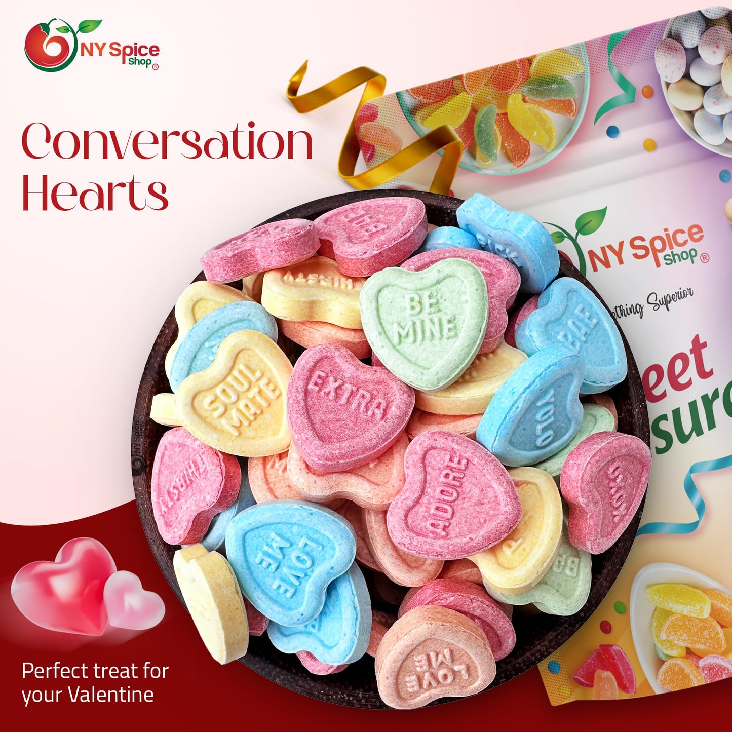 Ny Spice Shop Conversation Hearts Candy - 1 Pound Conversation Hearts Shaped Candy Bulk - Sweet Tarts For Goodie Bags - Candy Va