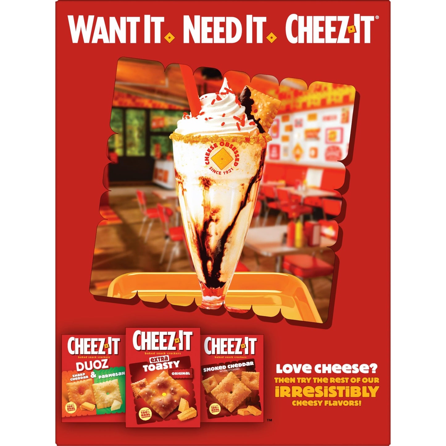 Cheez-It Baked Snack Crackers, Lunch Snacks, Family Size, Hot and Spicy, 21oz Box (1 Box) (Pack of 2)